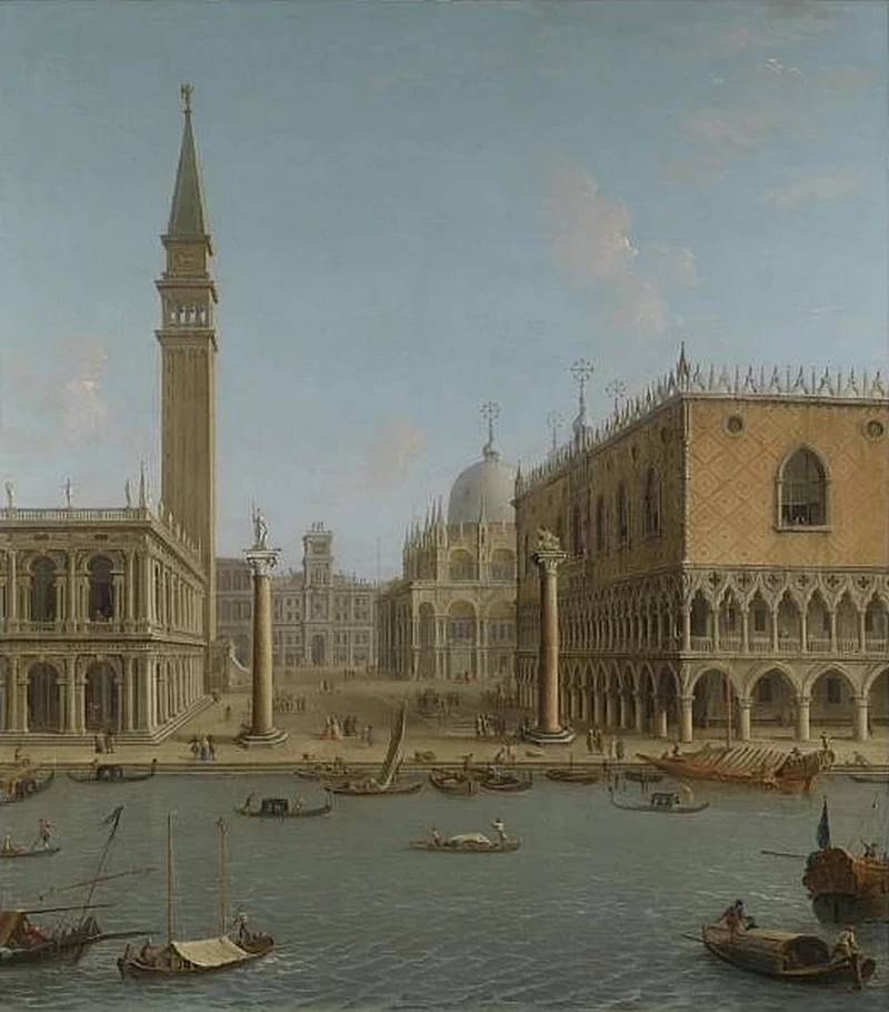 Veduta della piazzetta dal di fronte al bacino di San Marco